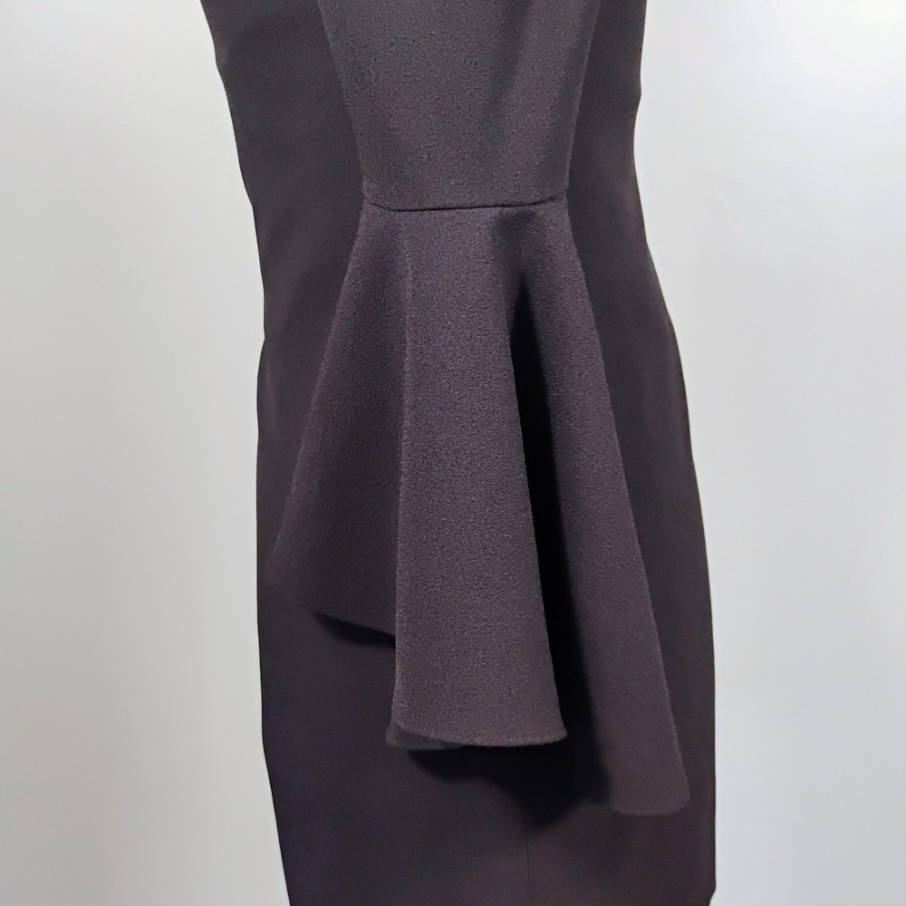 Chelsea28 Black Womens Velvet Trim Ruffle Sleeve Shift Mini Dress Size 6 Formal - Picture 5 of 10